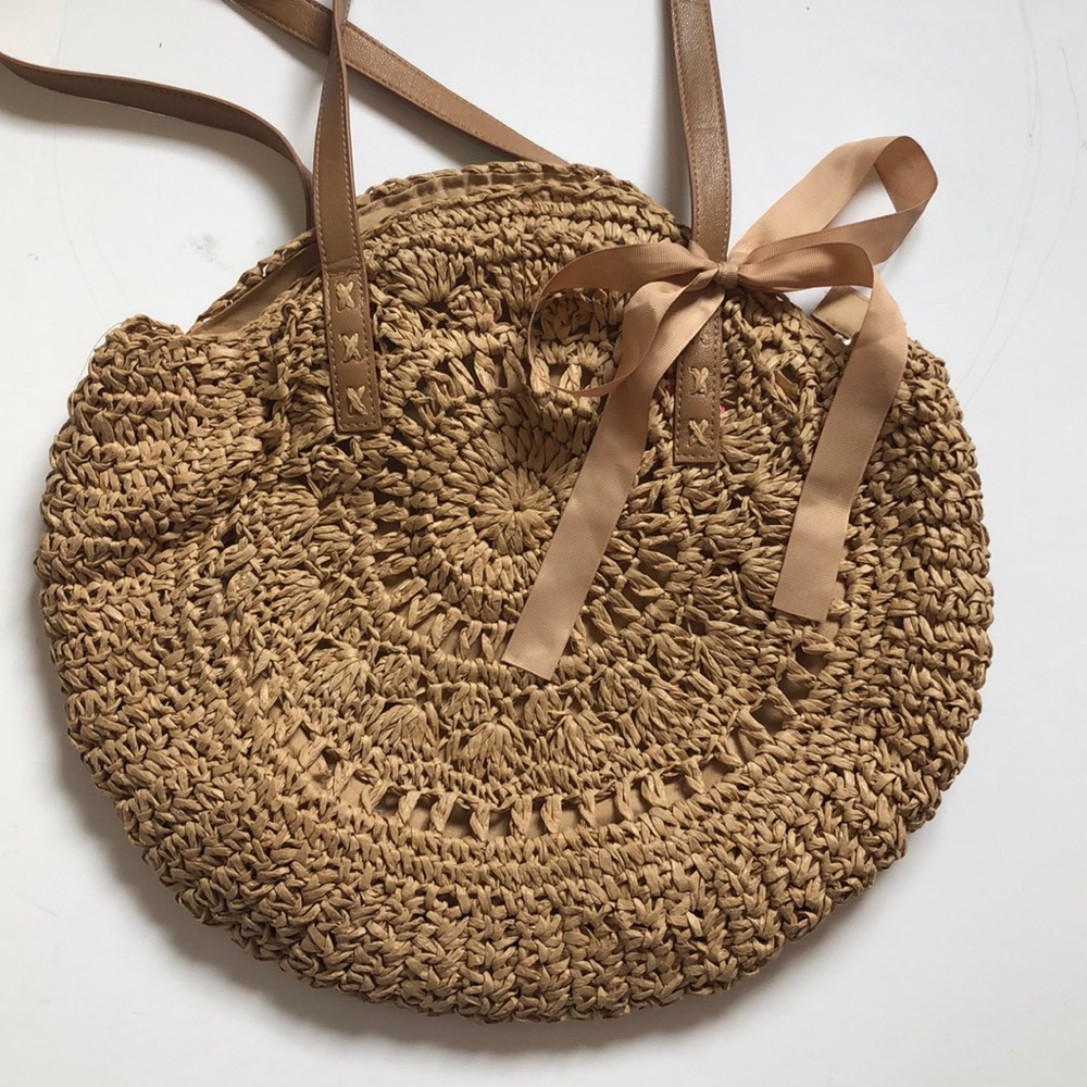 Handmade Round Rattan boho beach bag - Picture 2 of 10